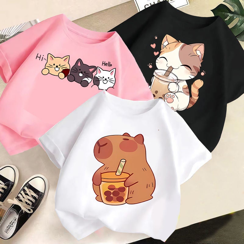 Children'S Wear Boys And Girls Short-Sleeved Children'S T-Shirt 2025 Cute Casual Half-Sleeved Top For Big Kids - Image 2
