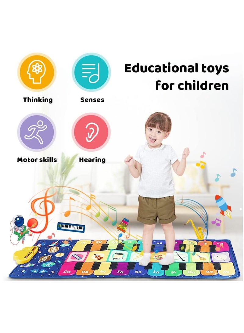 Baby Musical Mats with 42 Music Sounds, Kid Floor Piano Keyboard Dance Mat Animal Blanket Touch Playmat, Early Education Toys Gift for 1 2 3+ Years Old Toddlers Boys Girls (blue) - Image 4