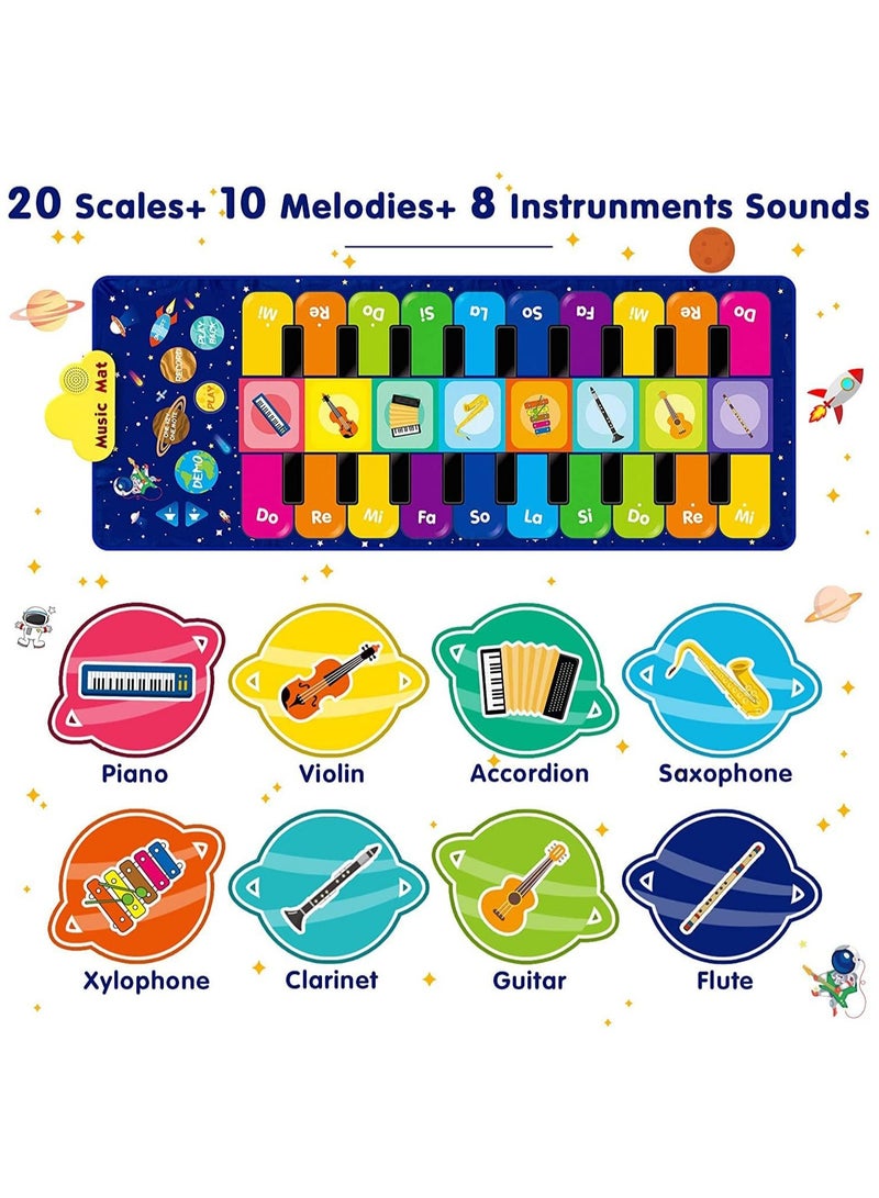 Baby Musical Mats with 42 Music Sounds, Kid Floor Piano Keyboard Dance Mat Animal Blanket Touch Playmat, Early Education Toys Gift for 1 2 3+ Years Old Toddlers Boys Girls (blue) - Image 2