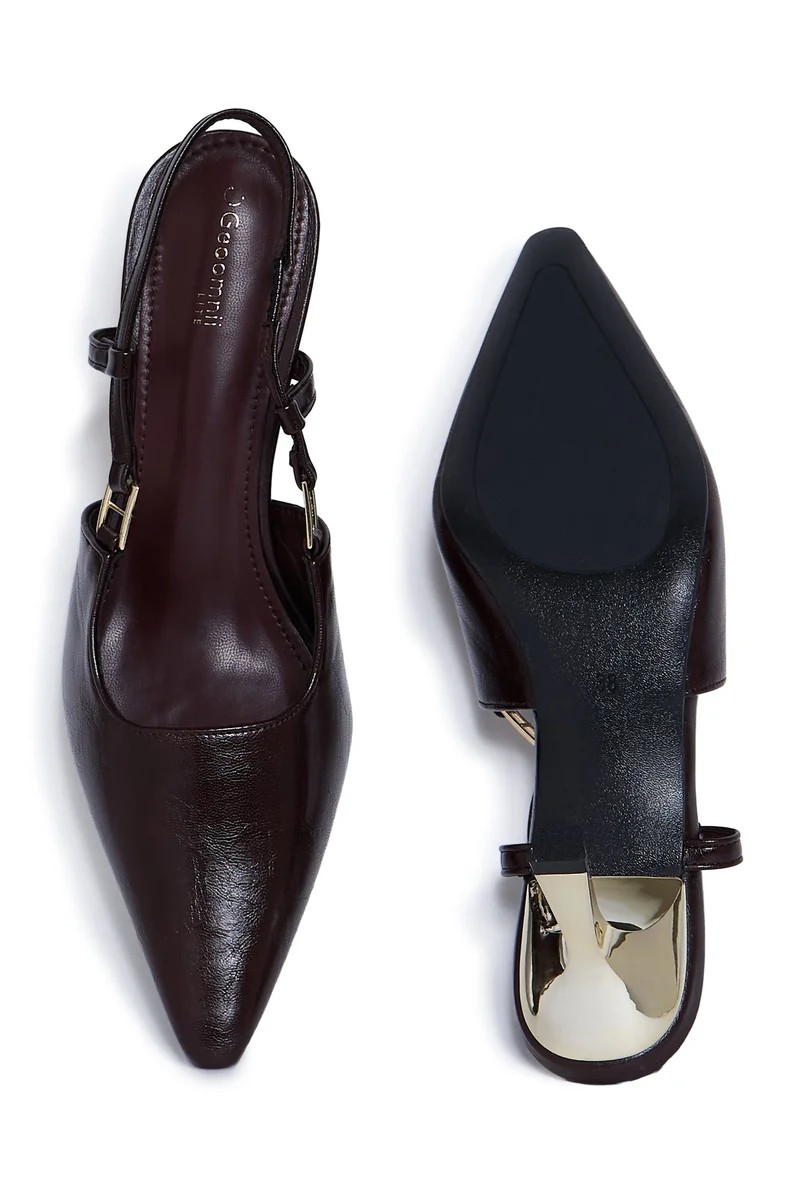 Geoomnii MAROON Geoomnii Mid Heel Mules for Women – Stylish Backless Slip-On Heels for Office, Party & Everyday Wear for Women | Best Price UAE