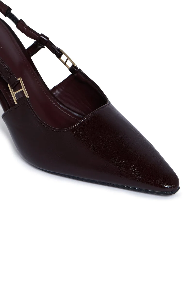 Geoomnii MAROON Geoomnii Mid Heel Mules for Women – Stylish Backless Slip-On Heels for Office, Party & Everyday Wear for Women | Best Price UAE