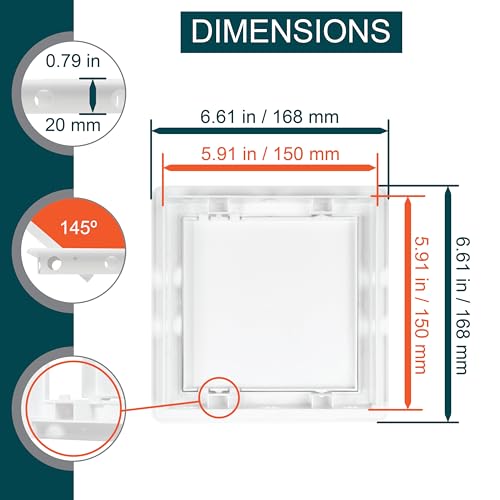 ECOPRO VENT 6" x 6" White Plastic Access Panel. Service Shaft Door Panel. Plumbing, Electricity, Heating, Alarm Wall Access Panel for Drywall. Bathroom Services Access Hole Cover. (6" x 6") - Image 2