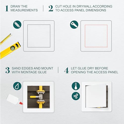 ECOPRO VENT 6" x 6" White Plastic Access Panel. Service Shaft Door Panel. Plumbing, Electricity, Heating, Alarm Wall Access Panel for Drywall. Bathroom Services Access Hole Cover. (6" x 6") - Image 3