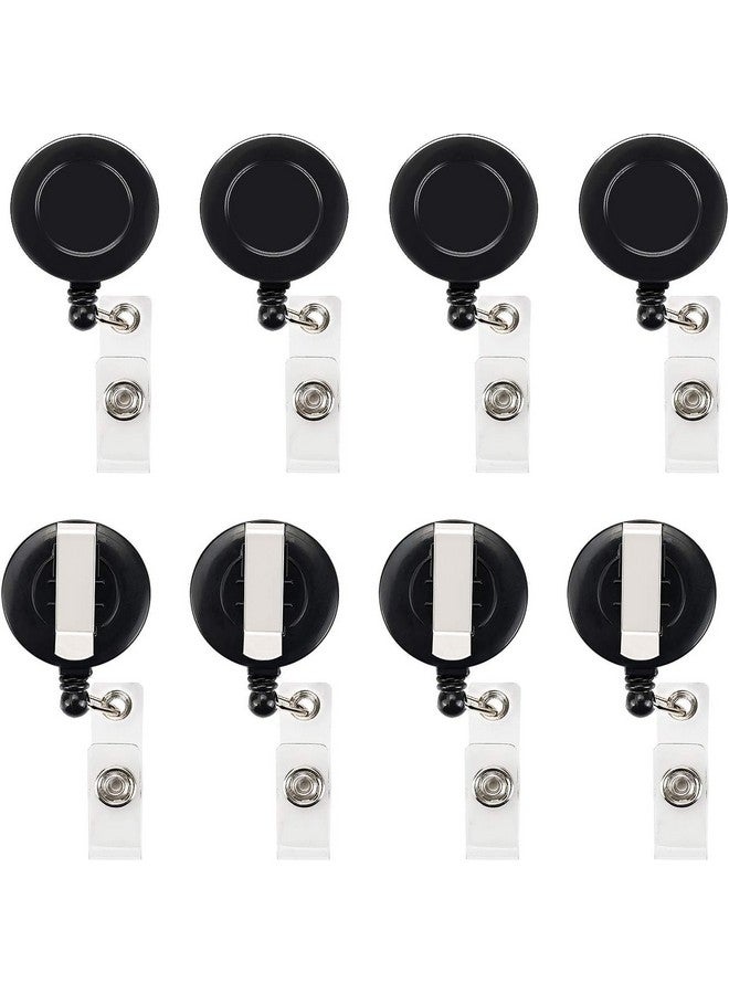 JSMSH سلسلة مفاتيح يويو قابلة للسحب على شكل دائري من JSMSH لحامل بطاقة الهوية (عبوة من 10 قطع، أسود) - Image 1