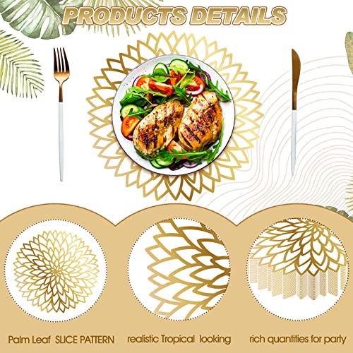 Sinmoe 100 Pack Disposable Paper Placemats Bulk 13 Inch Paper Placemats Disposable Charger Plates Table Place Mats for Dinner Wedding Birthday Summer Spring Party Dinner Tableware(Gold Round) - Image 3