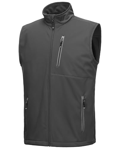 33,000ft Men's Windproof Lightweight Golf Vest Outerwear with Pockets, Softshell Sleeveless Jacket for Running Hiking Sports - Image 1