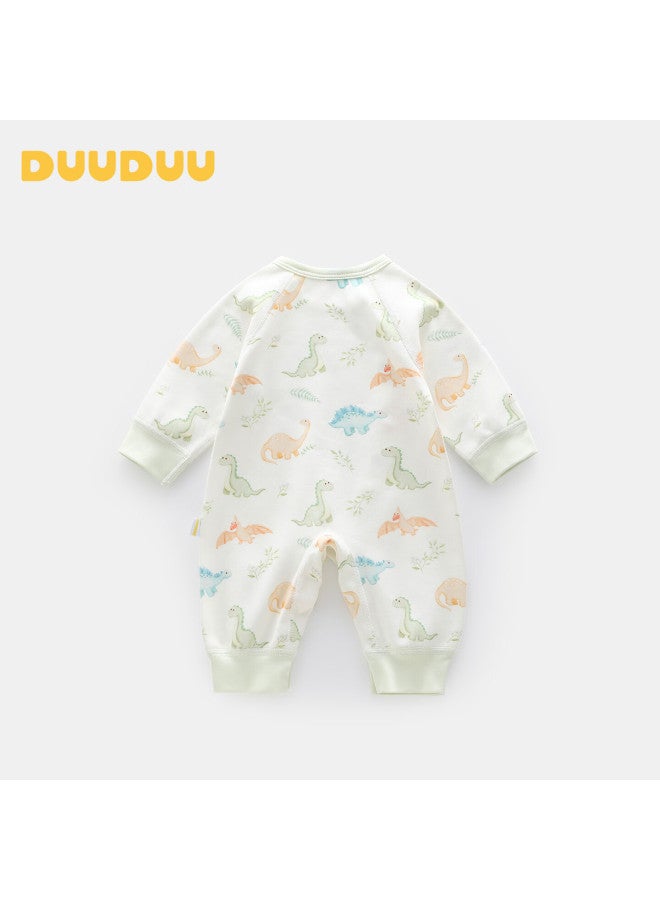 Duuduu Baby Clothes Long Sleeve Bodysuit Spring Autumn Newborn Seamless Pure Cotton Romper Green 59cm - Image 2
