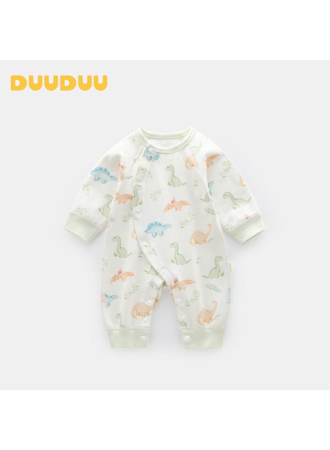 Duuduu Baby Clothes Long Sleeve Bodysuit Spring Autumn Newborn Seamless Pure Cotton Romper Green 59cm - Image 1