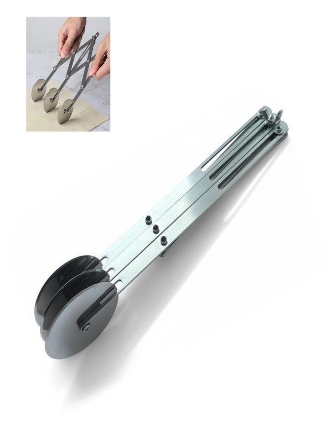 HS WORLD OF HORECA ESSENTIALS HS Stainless Steel 3-Wheel Expandable Dough Cutter Tool Pasta/Kaju Katli/Pastry Sheets/Samosa/Puffs Patti Cutter - Image 1