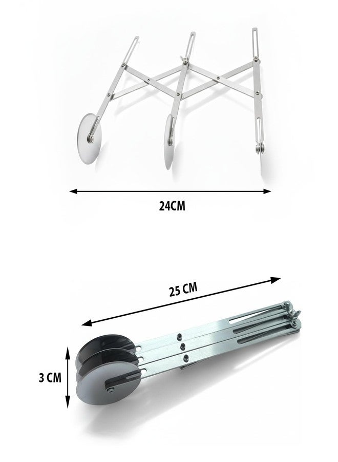 HS WORLD OF HORECA ESSENTIALS HS Stainless Steel 3-Wheel Expandable Dough Cutter Tool Pasta/Kaju Katli/Pastry Sheets/Samosa/Puffs Patti Cutter - Image 2