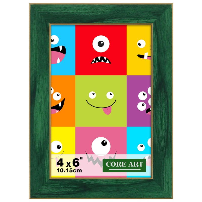 CORE ART 4x6 Picture Frame Green Photo Frame  4 by 6 Colorful Frame with HD Plexiglass  Wall or Tabletop Display - Image 1