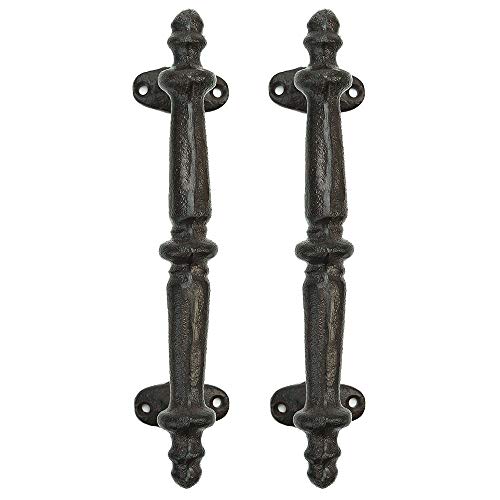 Sungmor 2PC Solid & Sturdy Cast Iron Cabinet Handles, Heavy Duty 9.3" Long Strong Rustic Metal Grab Bar Decorative Door Handles, Antique Farmhouse Fence Gate Garage Closet Drawer Sliding Door Pulls - Image 1