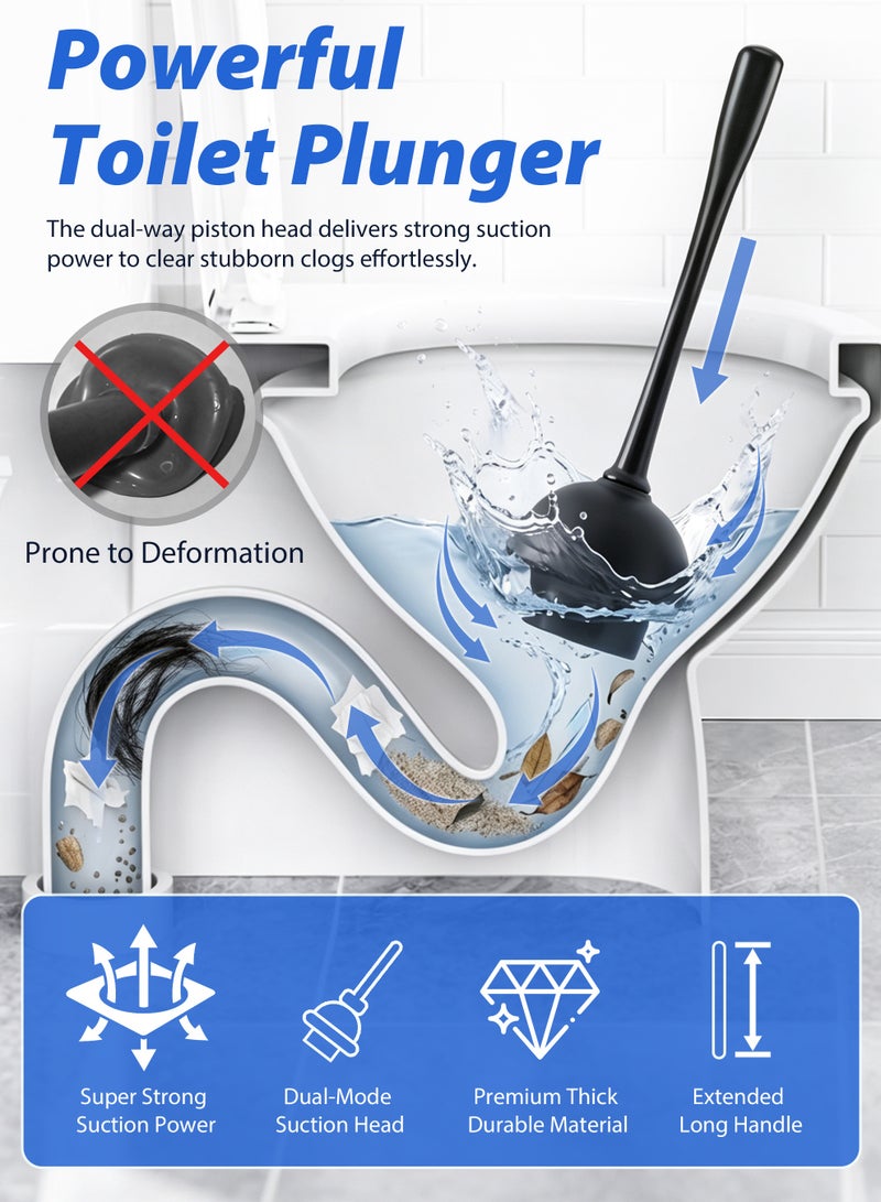 ANYOUI 2-in-1 Toilet Brush Set, Bathroom Drain Cleaning Tool, with Drain Base,Toilet Bowl Brush,Thorough Toilet Cleaning Brush,Washroom Cleaner,Powerful Toilet Plunger, Suitable for Cleaning Toilet Seats and Bathroom. - Image 4
