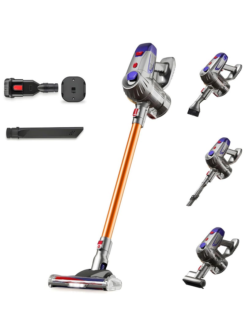 XVersion - Cordless Vacuum Cleaner 4 in 1, Vacuum Cleaner Wireless for Home, Household Vacuum Cleaner w/ Battery, Stick Vacuum Cleaner Cordless with LED Lights for Dry Floor, Tile, Carpet - Gold - Image 1