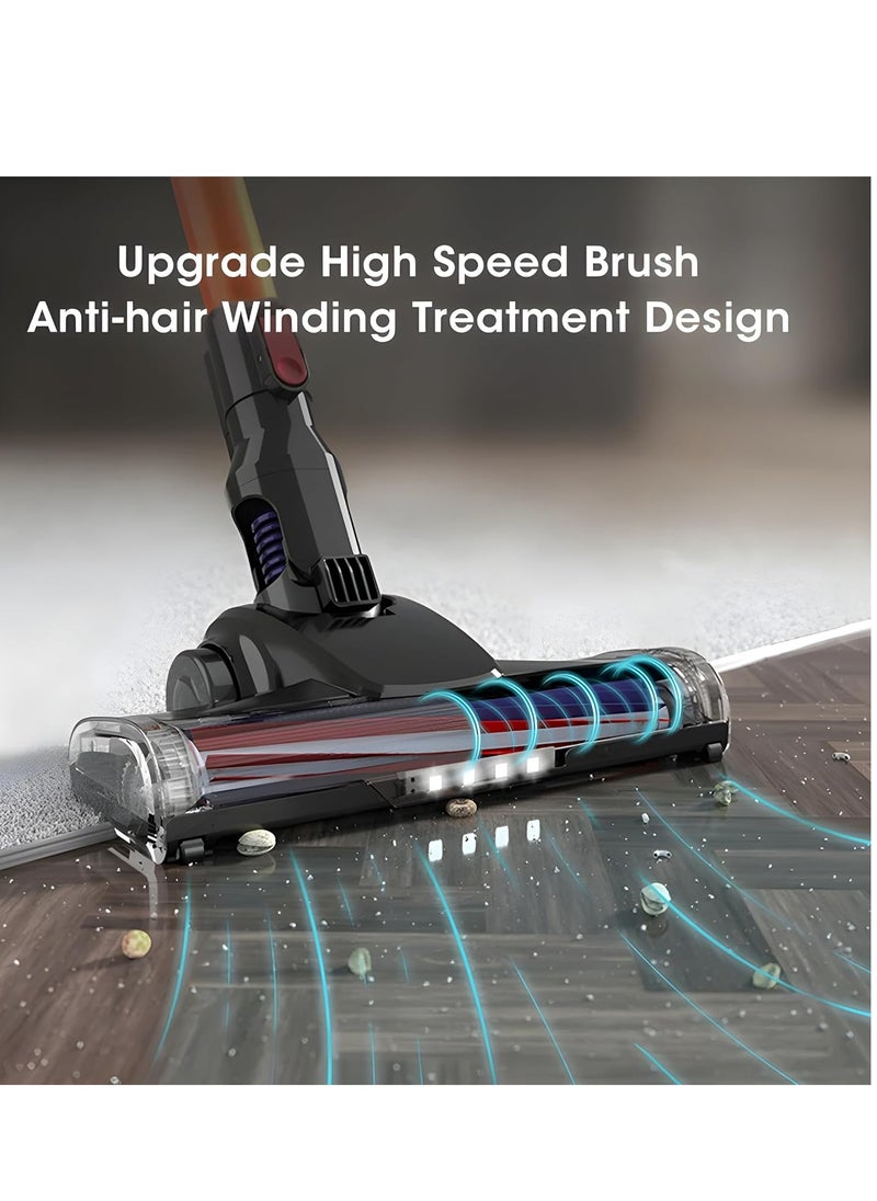 XVersion - Cordless Vacuum Cleaner 4 in 1, Vacuum Cleaner Wireless for Home, Household Vacuum Cleaner w/ Battery, Stick Vacuum Cleaner Cordless with LED Lights for Dry Floor, Tile, Carpet - Gold - Image 1