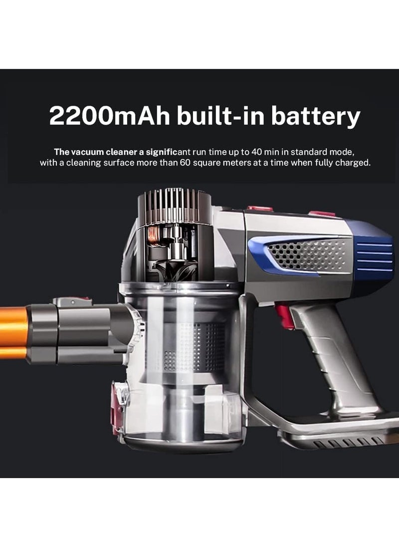 XVersion - Cordless Vacuum Cleaner 4 in 1, Vacuum Cleaner Wireless for Home, Household Vacuum Cleaner w/ Battery, Stick Vacuum Cleaner Cordless with LED Lights for Dry Floor, Tile, Carpet - Gold - Image 1
