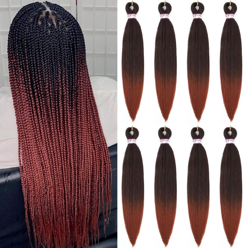 BEFUNNY Pre stretched Braiding Hair20 Inch 8 Packs Prestretched Braiding Hair Bundles With Orange EndsProfessional For Crochet BraidsSynthetic Itch Free Soft Yaki Straight 20 inchesT1B350