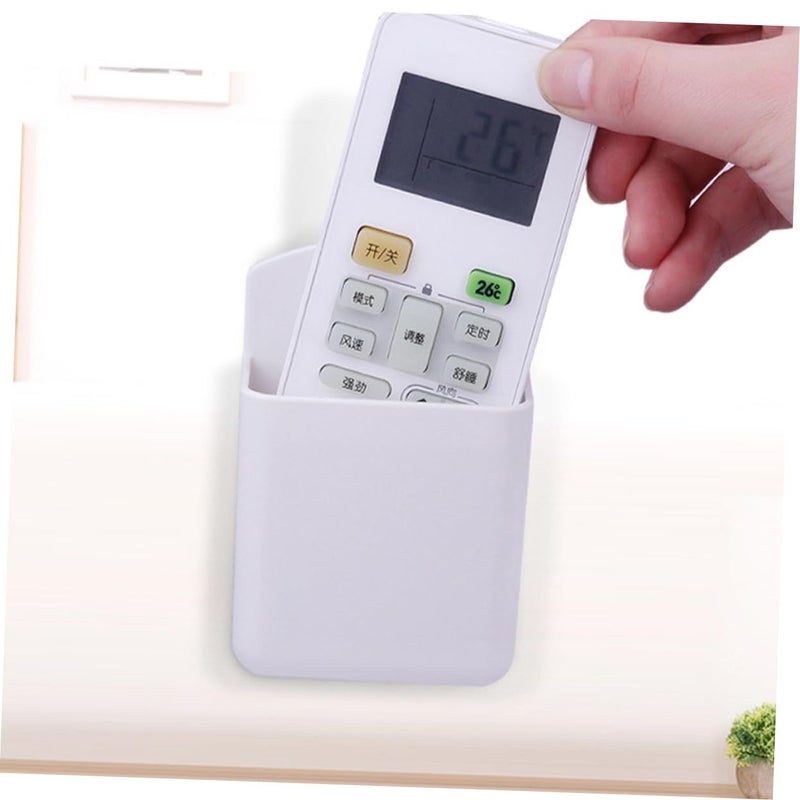 2 Pieces Wall Mounted Storage Box White Remote Control Organizer Magnetic Rack Easy Install For Living Room - Image 3