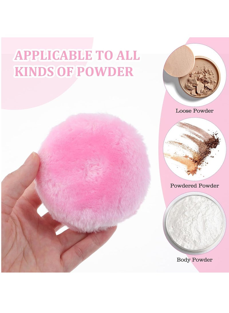 Sibba 4pcs Large Fluffy Powder Puff, 3.5 Inch Soft Large Face Body Powder Puffs with Ribbon Bow Handle, Washable Reusable Round Powder Loose Puff for Kid Adult - Image 3