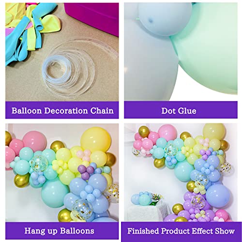 KAWKALSH 219Pcs Rainbow Balloons Garland Arch Kit Different Sizes Latex Balloons Assorted Pastel Party Balloons Arch for Birthday Baby Shower Wedding Engagement Anniversary Party Decorations - Image 5