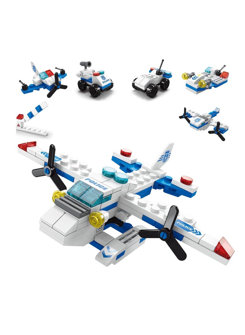 6 in 1 Police Special Operations Rescue Series Building Blocks Toys for Boys Ages 4+ Kids Gift Ideas Airborne Police Plane Toys 137pcs - Compatible with Other Building Block Toys  - Image 1
