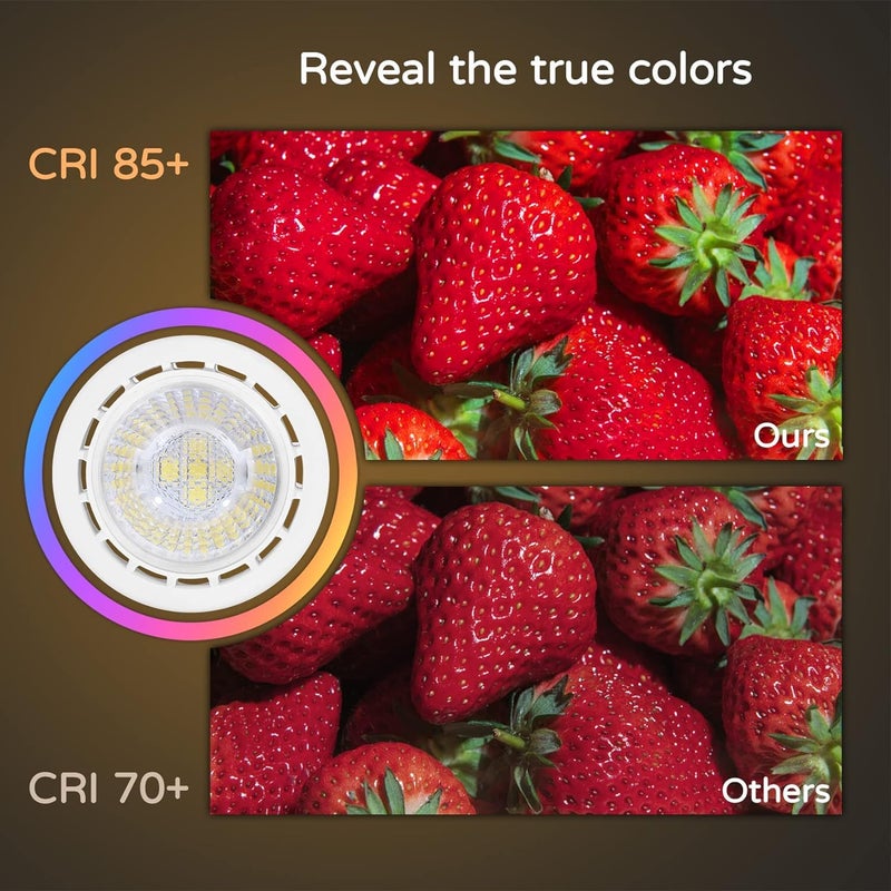 Torkase مصابيح LED MR16 قابلة للتعتيم من Torkase (مدرجة من UL)، 2700K أبيض ناعم، 5W-50W مكافئ، قاعدة بي-بين GU5.3، جهد منخفض 12V، زاوية شعاع ضيقة 40 درجة، إضاءة دافئة داخلية/خارجية، 10 قطع - Image 4