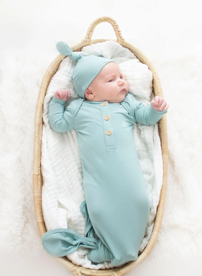 Anvi Baby Infant Bamboo Knot Bodysuit & Beanie Set