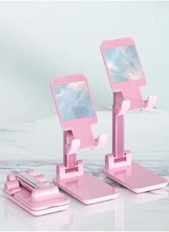Phone stand foldable with angle and height adjustable portable desktop stand compatible with mobile phone - black