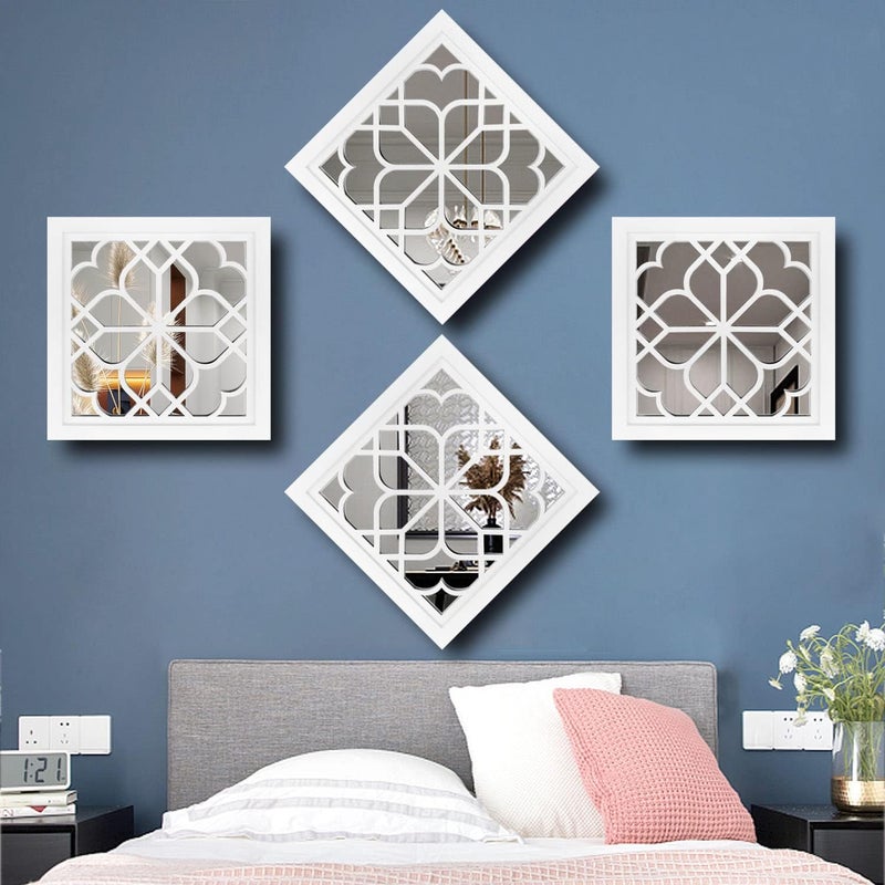 Wocred Set of 2 Mirrors Square Wall Mirror,Gorgeous Rustic Farmhouse Accent Mirror,White Color Entry Mirror for Bathroom Renovation,Bedrooms,Living Rooms and More(12”x12”) - Image 5