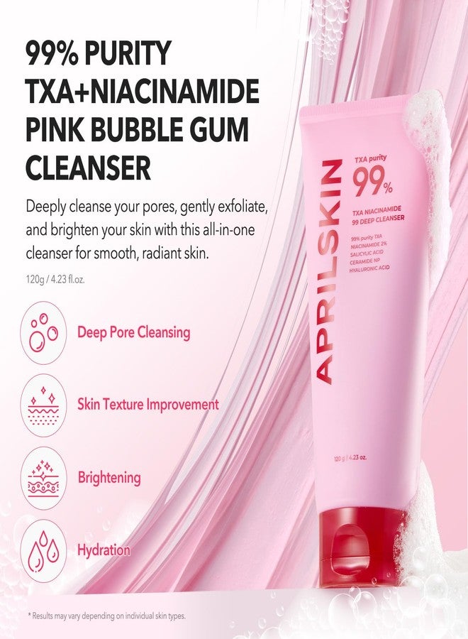APRILSKIN TXA Niacinamide 99 Pore Care Pink Bubble Gum Deep Cleanser | 99% High-Purity TXA+Niacinamide | All-in-One Cleanser: Deep Cleansing, Blackhead Care, Pore Care, Moisturizing | 4.23 fl.oz. - Image 2