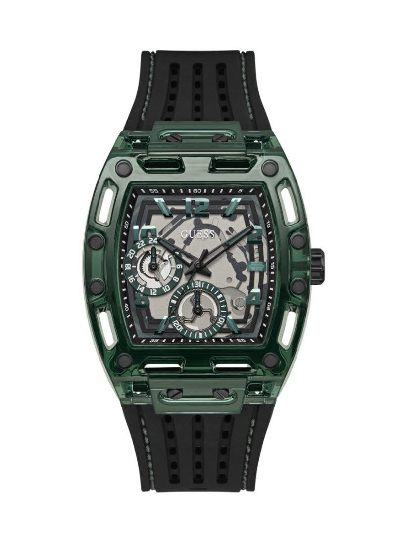 GUESS ساعة GUESS متعددة الوظائف باللون الأسود والأخضر للرجال - GW0499G7  - Image 1