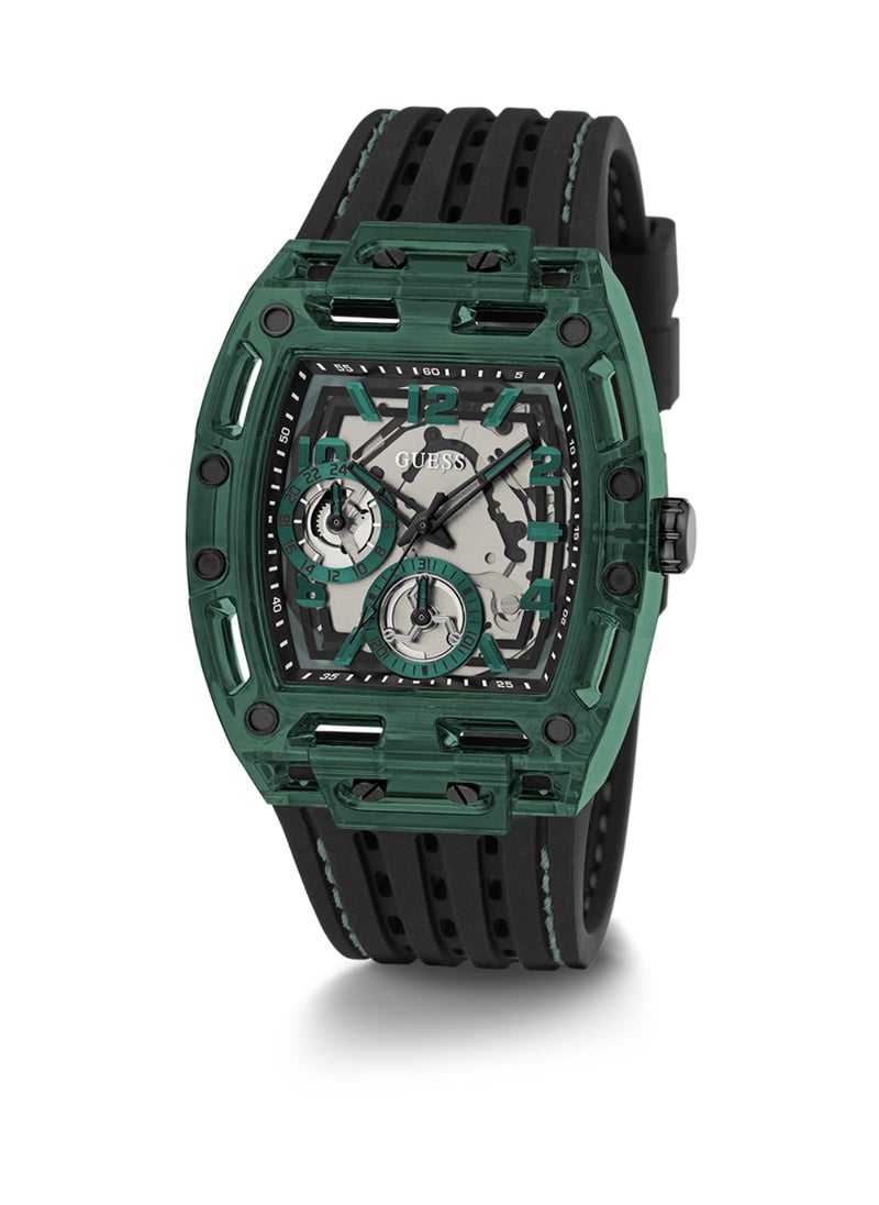 GUESS ساعة GUESS متعددة الوظائف باللون الأسود والأخضر للرجال - GW0499G7  - Image 2