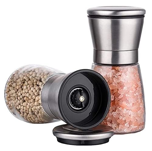 innhom Marve Premium Stainless Steel Salt and Pepper Grinder - Salt and Pepper Shakers - Pepper and Salt Mill with Ceramic Blades and Adjustable Coarseness Set (Mini Pepper Mill 2 Pcs) - Image 2