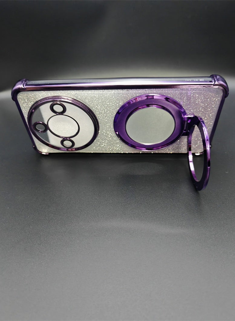 HONOR X9c Smart 5G 6.8-inch phone case suitable for women, with makeup mirror desktop stand, collision protection, purple sparkling diamond technology - Image 4