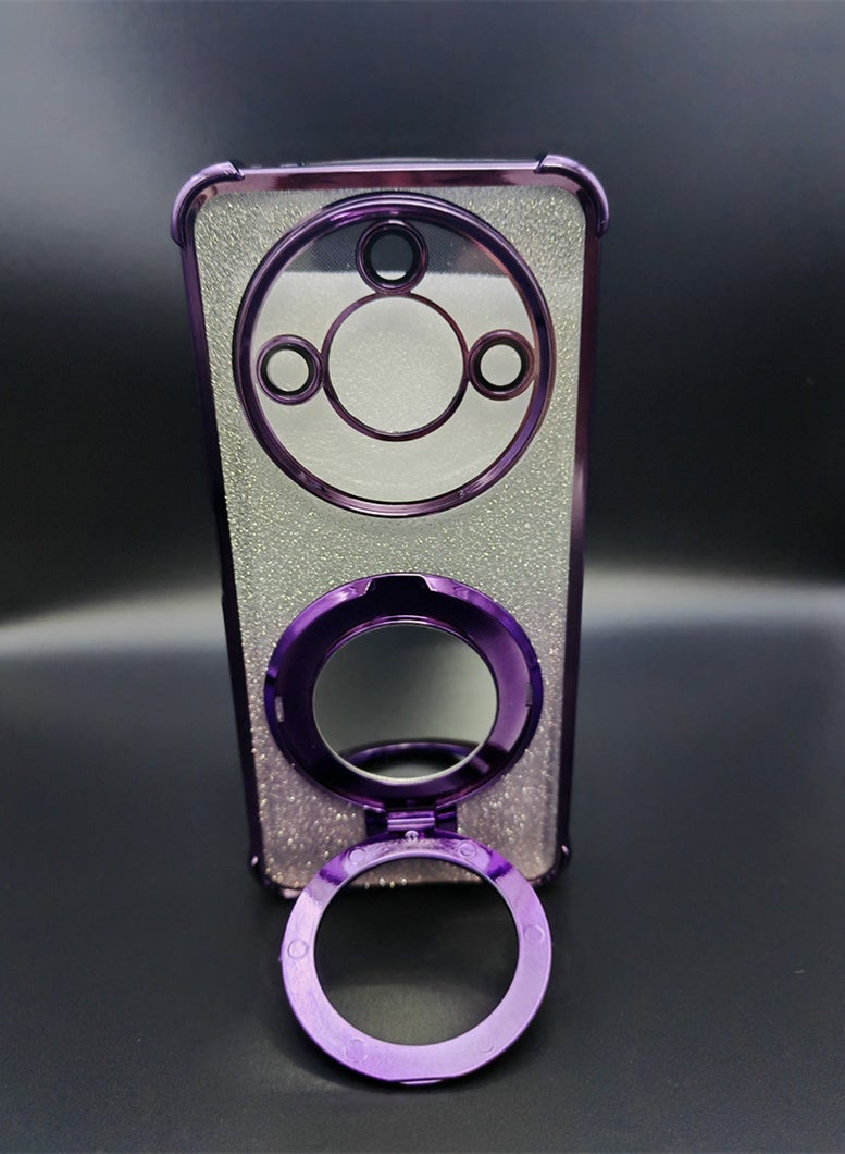 HONOR X9c Smart 5G 6.8-inch phone case suitable for women, with makeup mirror desktop stand, collision protection, purple sparkling diamond technology - Image 3