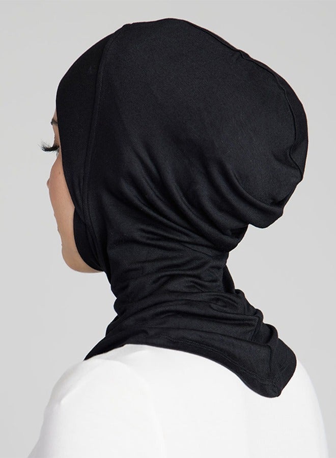 Instant Hijab Solid Color Full Cover Inner Hijabs Cap Muslin Sport HeadScarf Turban Soft Breathable Full Coverage for Women Ramadan Daily Wear Sports Formal Occasions Modest  Stylish Ramadan Accessory,Black and White - Image 3