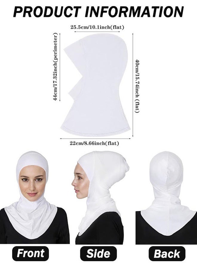 Instant Hijab Solid Color Full Cover Inner Hijabs Cap Muslin Sport HeadScarf Turban Soft Breathable Full Coverage for Women Ramadan Daily Wear Sports Formal Occasions Modest  Stylish Ramadan Accessory,Black and White - Image 5