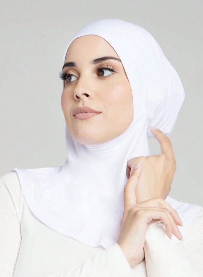 Instant Hijab Solid Color Full Cover Inner Hijabs Cap Muslin Sport HeadScarf Turban Soft Breathable Full Coverage for Women Ramadan Daily Wear Sports Formal Occasions Modest  Stylish Ramadan Accessory,Black and White - Image 4