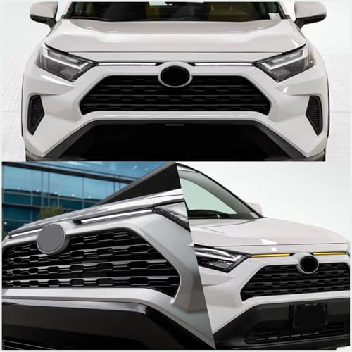 KEEGTBOX Switchback White/Amber LED DRL Front Fog Grille Lamp Daytime Running Light Sequential Flash Turn Signal Feature Compatible with Toyota RAV4 SUV LE XLE Limited 2019 2020 2021 2022 (Clear Lens) - Image 5