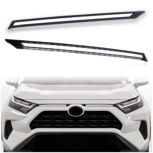 KEEGTBOX Switchback White/Amber LED DRL Front Fog Grille Lamp Daytime Running Light Sequential Flash Turn Signal Feature Compatible with Toyota RAV4 SUV LE XLE Limited 2019 2020 2021 2022 (Clear Lens) - Image 1