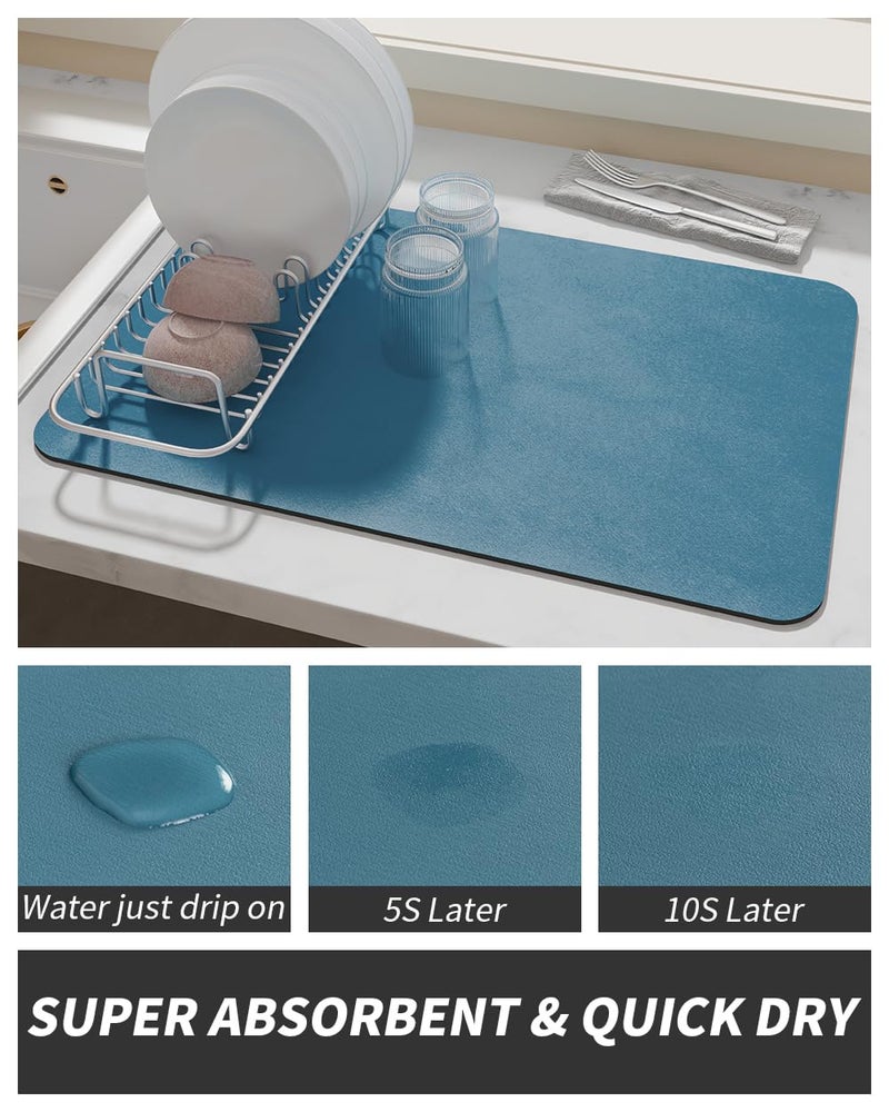 AMOAMI-Coffee Mat Hide Stain Rubber Backed Absorbent Dish Drying Mat for Kitchen Counter-Coffee Bar Accessories Fit Under Coffee Maker Coffee Machine Coffee Pot Espresso Machine Dish Rack - Image 3