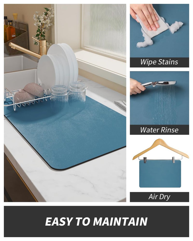 AMOAMI-Coffee Mat Hide Stain Rubber Backed Absorbent Dish Drying Mat for Kitchen Counter-Coffee Bar Accessories Fit Under Coffee Maker Coffee Machine Coffee Pot Espresso Machine Dish Rack - Image 4