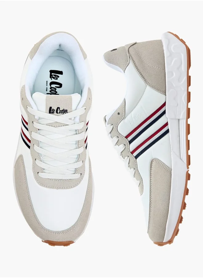 لي كوبر Men's Panelled Sneakers with Lace-Up Closure