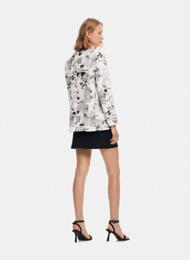 DESIGUAL Straight blazer with text and flowers - Image 3