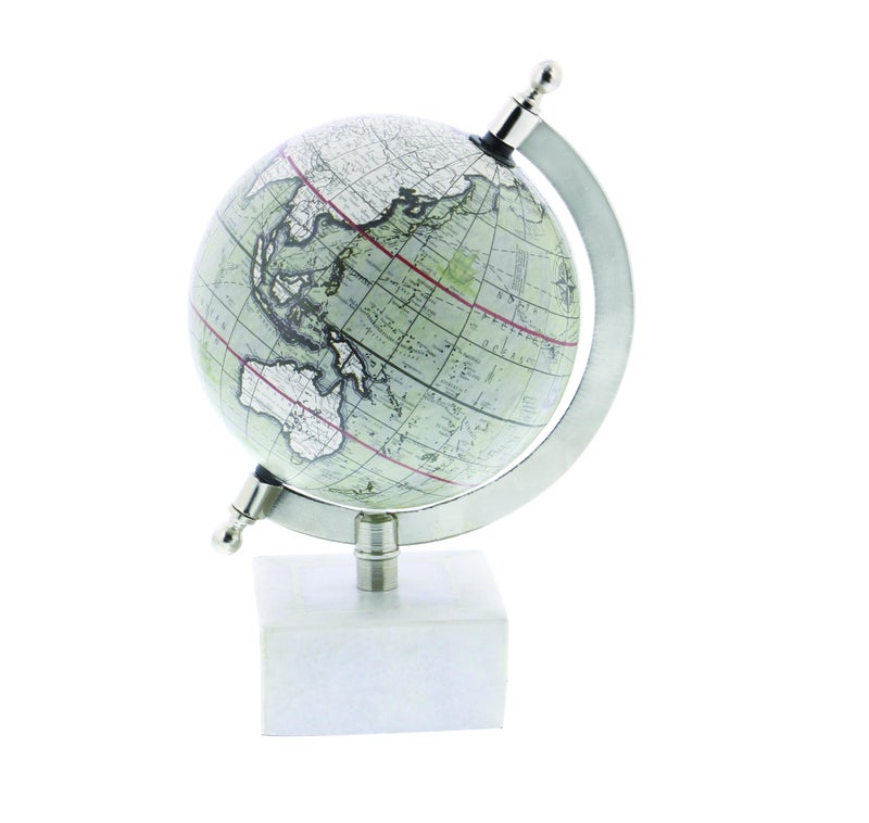 Deco 79 Marble Globe with Marble Base 6 x 5 x 9 White