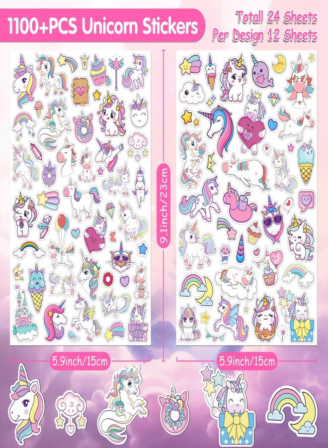 LINAYE 24 Sheets Unicorn Stickers for Kids Girls, 1100 PCS Cute Unicorn Stickers for Scrapbooking,Water Bottles,Envelopes,Gifts Pink Unicorn Stickers for Girls Unicorn Party Favors Supplies - Image 2