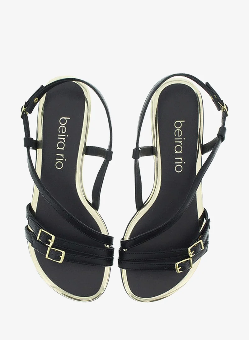 Beira Rio Black Flat Sandals for Women – Stylish Ladies Flat Sandals & Comfortable Flat Slippers for Women | Best Price UAE