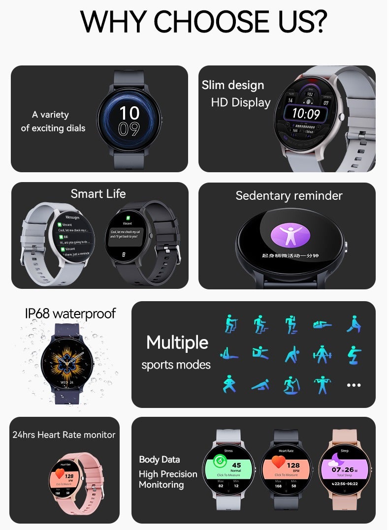 MORTICO Smart Watches for Men Women, Fitness Tracker Smart Watch for Android iOS Phones, Fitness Watch for Women with Sleep/SpO2/Activity/Heart Rate Monitor, IP68 Waterproof, 400+ Dials  - Image 3
