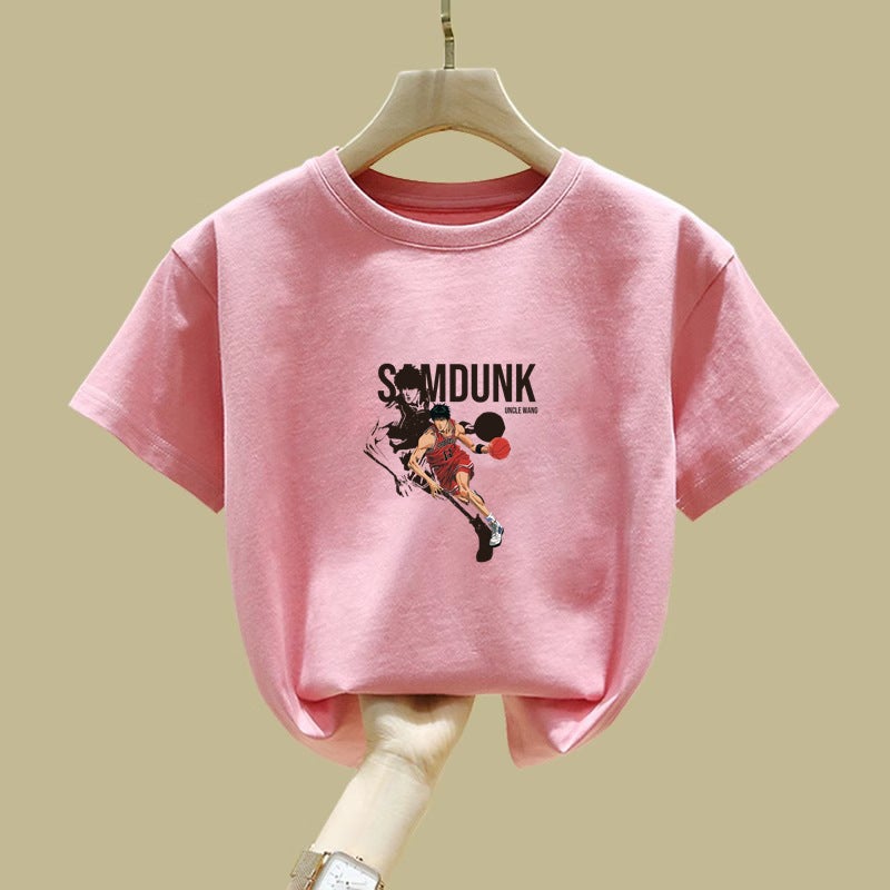 2381# Boys Short-Sleeved T-Shirt Cotton Middle-Large Boys Autumn Children'S All-Match Casual Top - Image 1