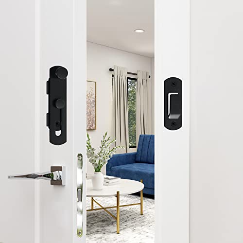 DOUBLE 2 C Barn Door Lock, Sliding Door Lock Hardware, Carbon Steel Door Latches for Cabinet, Closet, Window Door, Black - Image 3